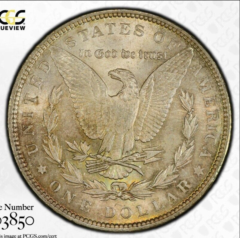 Toned 1890 P MS 62 Morgan Liberty Silver Dollar PCGS Certified Slab 46