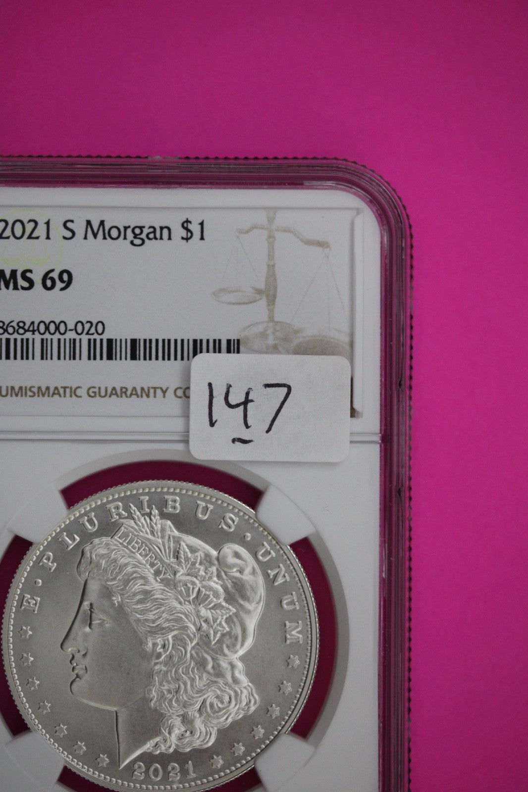 2021 S MS 69 Morgan Silver Dollar NGC Authentic Certified Graded Coin Slab 147