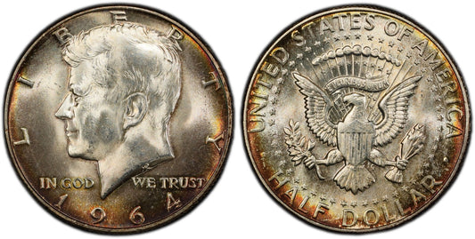 Toned 1964 P Silver MS 65 John F Kennedy Silver Half Dollar PCGS Graded 353