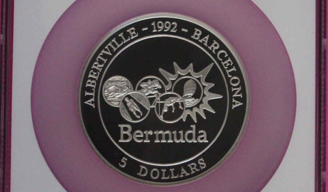 Top Pop Finest Known 1992 PF 69 Ultra Cameo Bermuda Olympic 5 OZ Silver NGC 7096