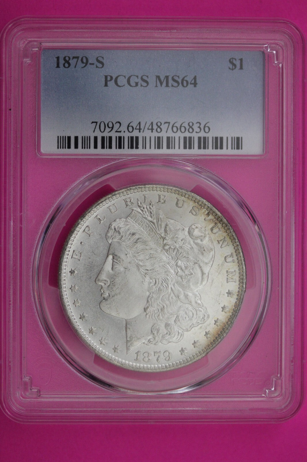Toned 1879 S MS 64 Liberty Morgan Silver Dollar PCGS Graded Authentic Slab 339