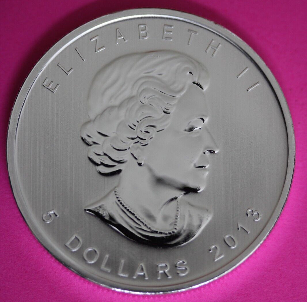 Gem BU 2013 Canada $5 Dollars 1 Ounce Silver Maple Leaf Same Coin In Pics CAF08