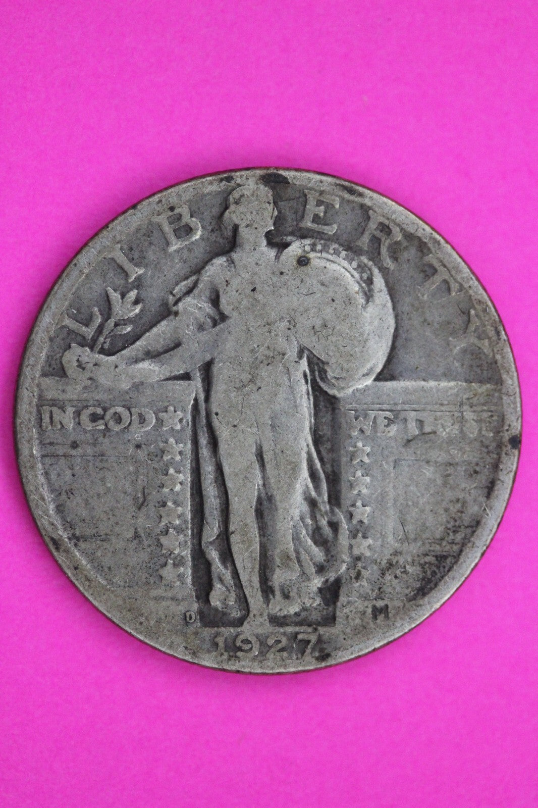 1927 D Standing Liberty Silver Quarter Guaranteed Authentic & Genuine Coin 1220