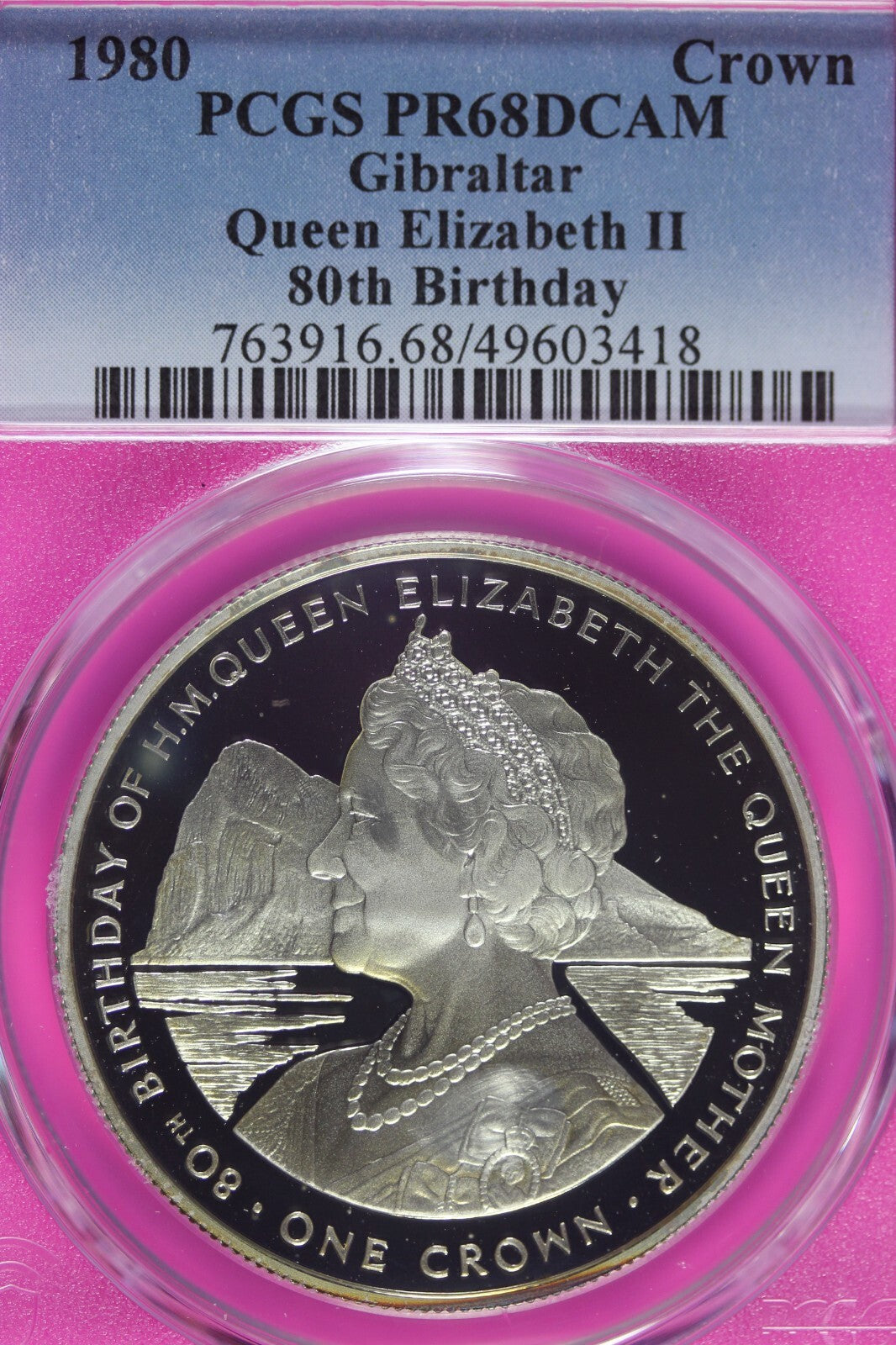 Toned 1980 PR 68 DCAM Crown Gibraltar  PCGS Queen Elizabeth 80th Birthday 548