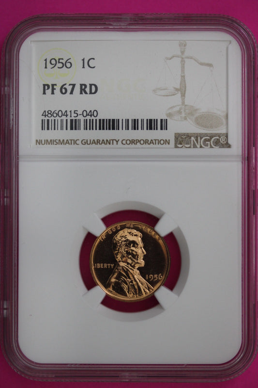 1956 PF 67 Red Lincoln Wheat Cent Proof Coin NGC certified Authentic Slab 290