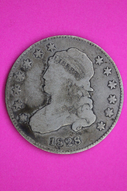 1828 Bust Cap Quarter Lady Liberty Rare Silver Key Date Coin Authentic 0571N