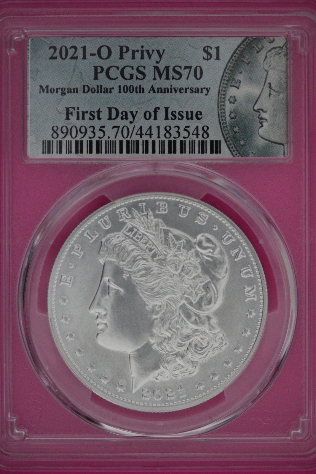 RARE 2021 O Privy MS 70 Morgan Silver Dollar 1rst Day Issue PCGS Graded 942