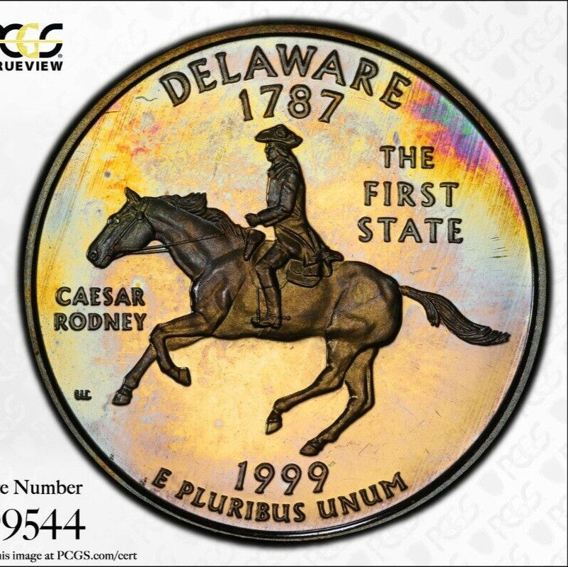 Toned 1999 S PR 68 DCAM Delaware State Quarter PCGS Graded Certified 114