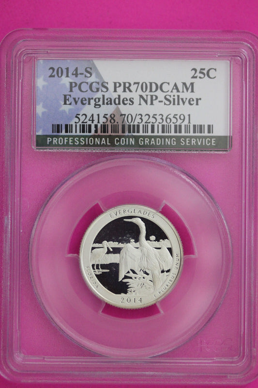 2014 S PR 70 Silver Quarter Everglades Park ATB PCGS Graded Certified Slab 829