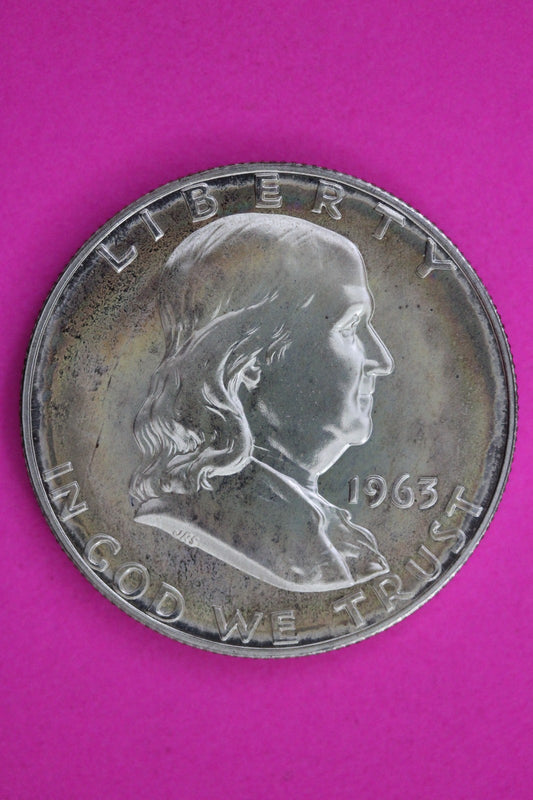 Toned 1963 P Ben Franklin Half Dollar Silver Coin Guaranteed Authentic 1795