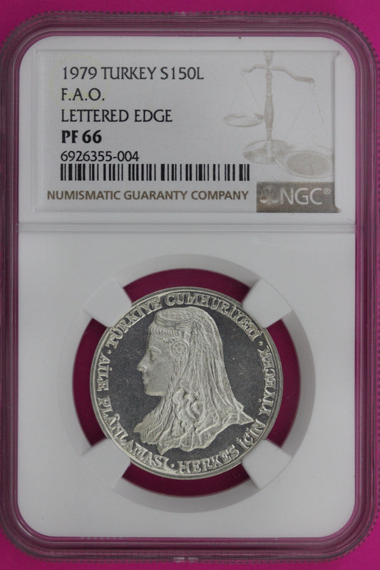 1979 PF 66 Turkey 150 Lira Lettered Edge FAO Silver Coin NGC Certified Slab 943