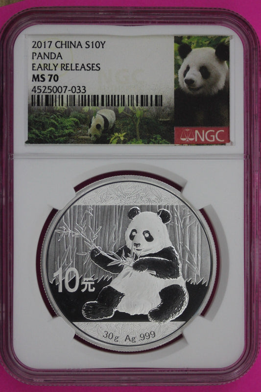 2017 MS 70 China Panda Early Releases 1 OZ Silver Coin NGC Graded Authentic 1152