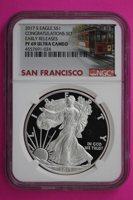 2017 S PF 69 Silver American Eagle From Congratulations Set Early Releas NGC 351