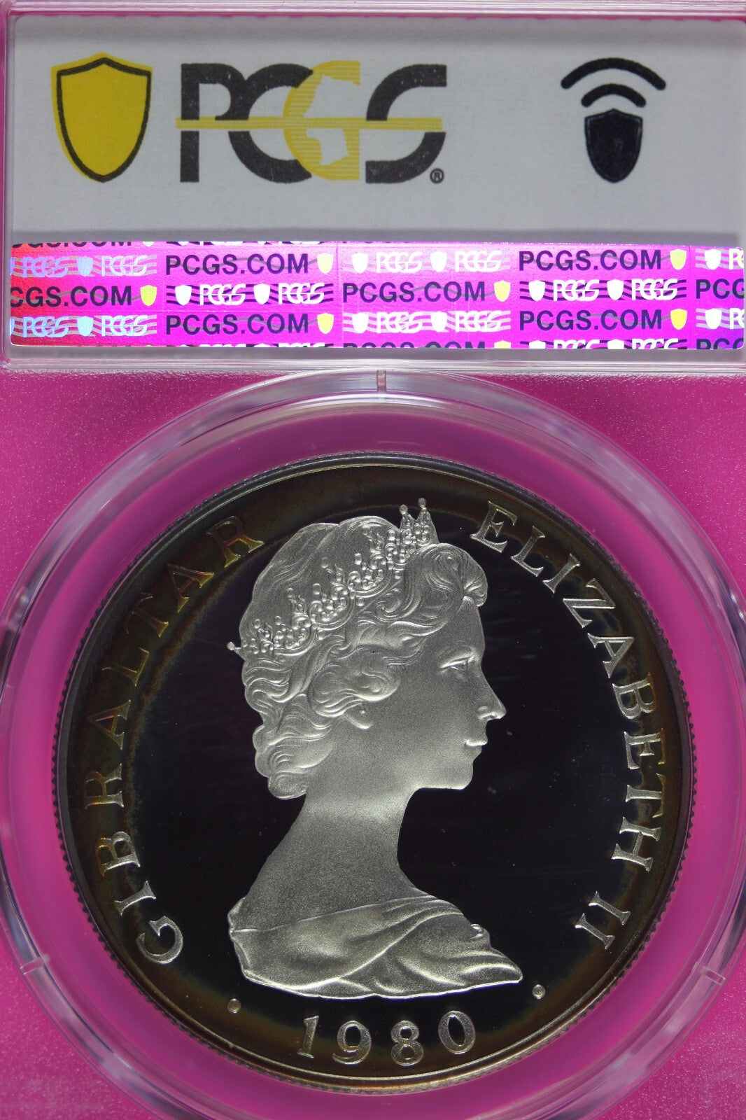 Toned 1980 PR 68 DCAM Crown Gibraltar  PCGS Queen Elizabeth 80th Birthday 488