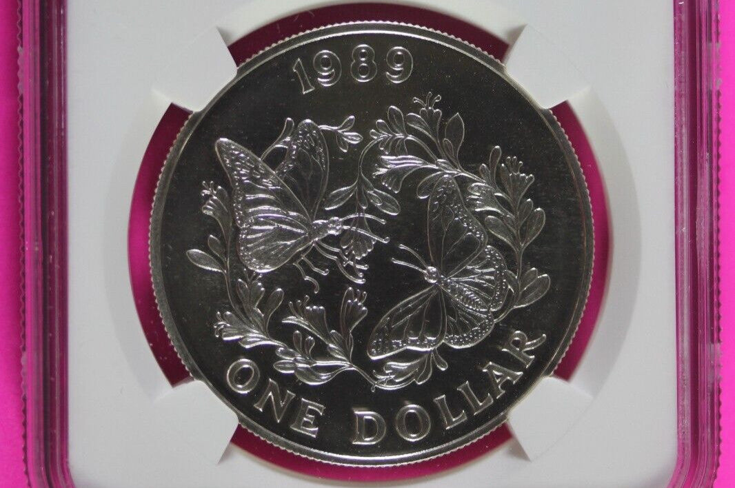 1989 MS 69 Bermuda Monarch Conservation $1 Dollar NGC Certified Graded Slab 485