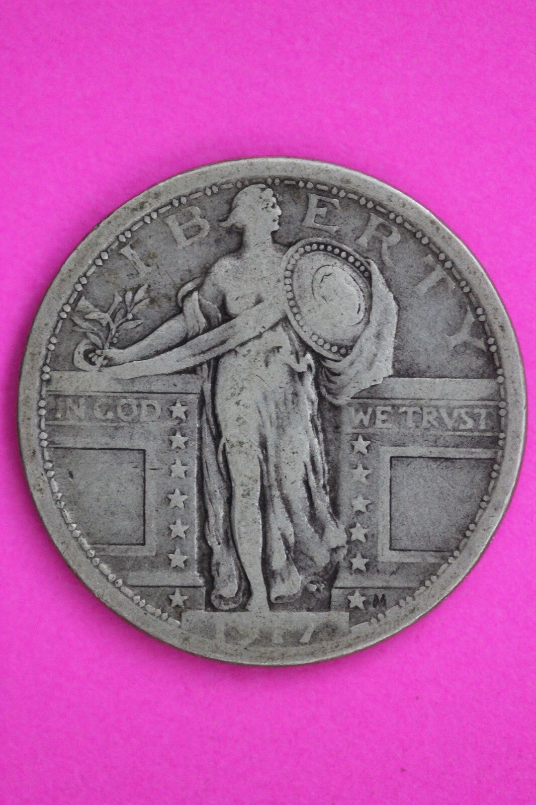 1917 P Type 1 Standing Liberty Silver Quarter Genuine Semi Key Date Coin G0622N