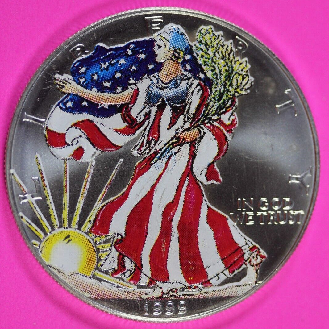 Colorized 1999 American Silver Eagle 1 Ounce .999 Fine Exact Coin Shown 181