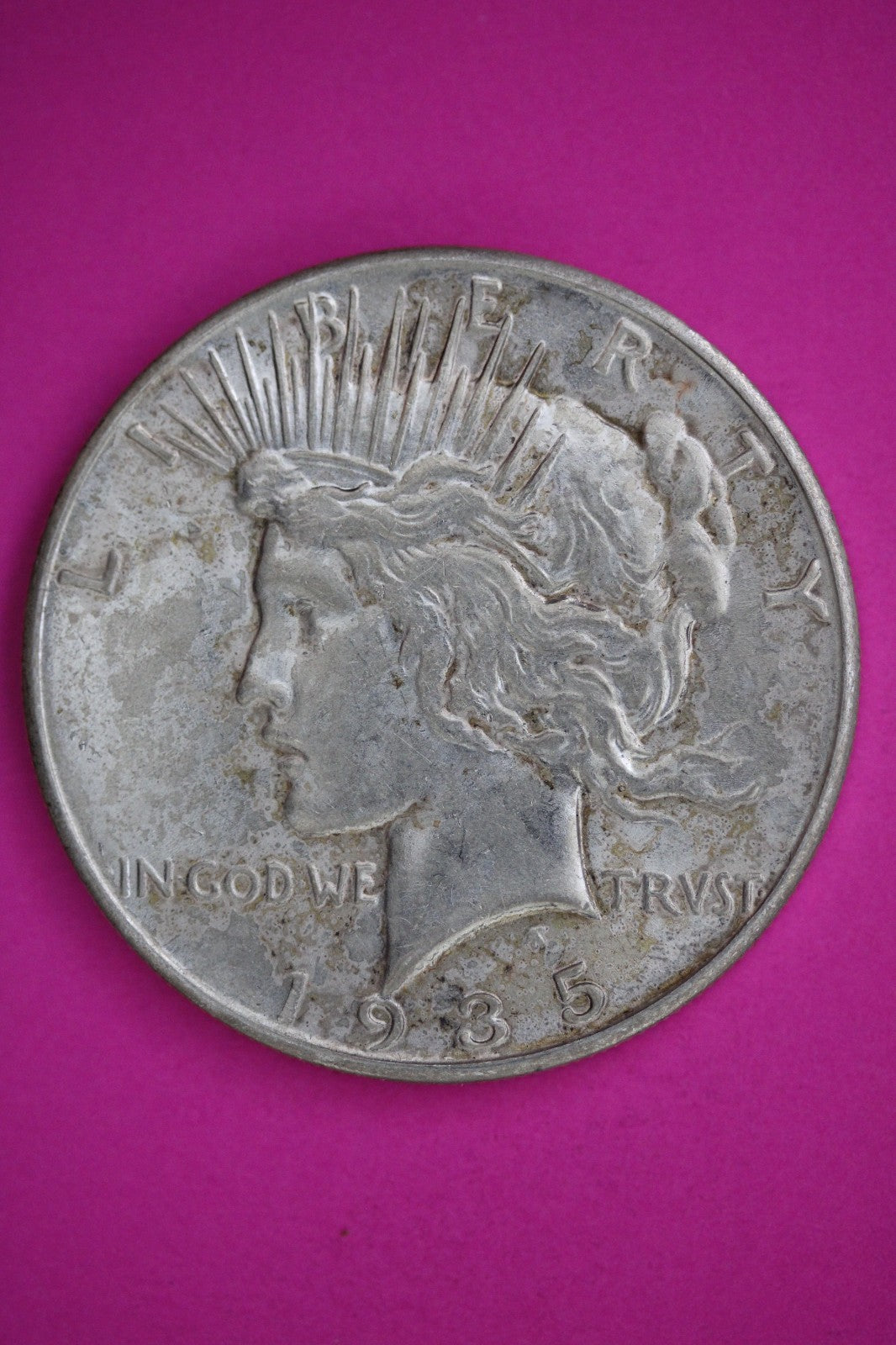 1935 P Peace Lady Liberty Semi Key Date Silver Dollar Guaranteed Authentic 2717