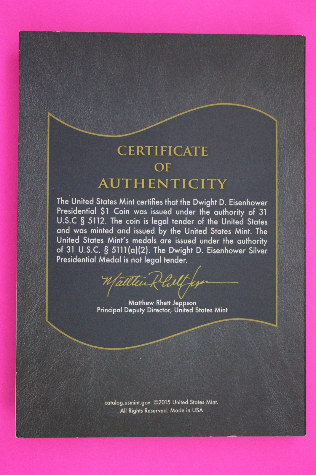 Gem 2015 Dwight Eisenhower Coins & Chronicles Set 1 OZ Silver Box & COA 7043