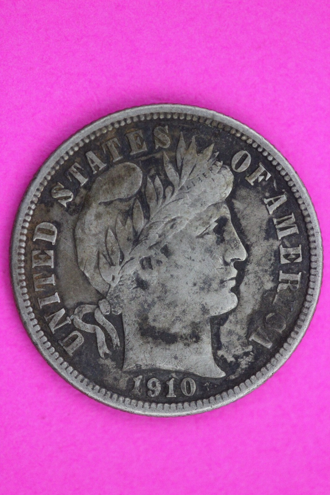 1910 D Barber Liberty Dime Scarce Semi Key Date Silver Coin Free Shipping 0063