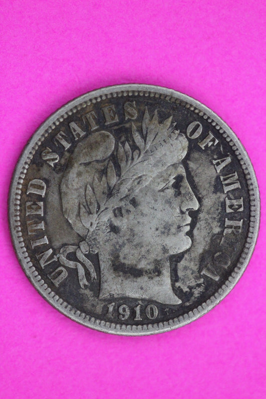 1910 D Barber Liberty Dime Scarce Semi Key Date Silver Coin Free Shipping 0063