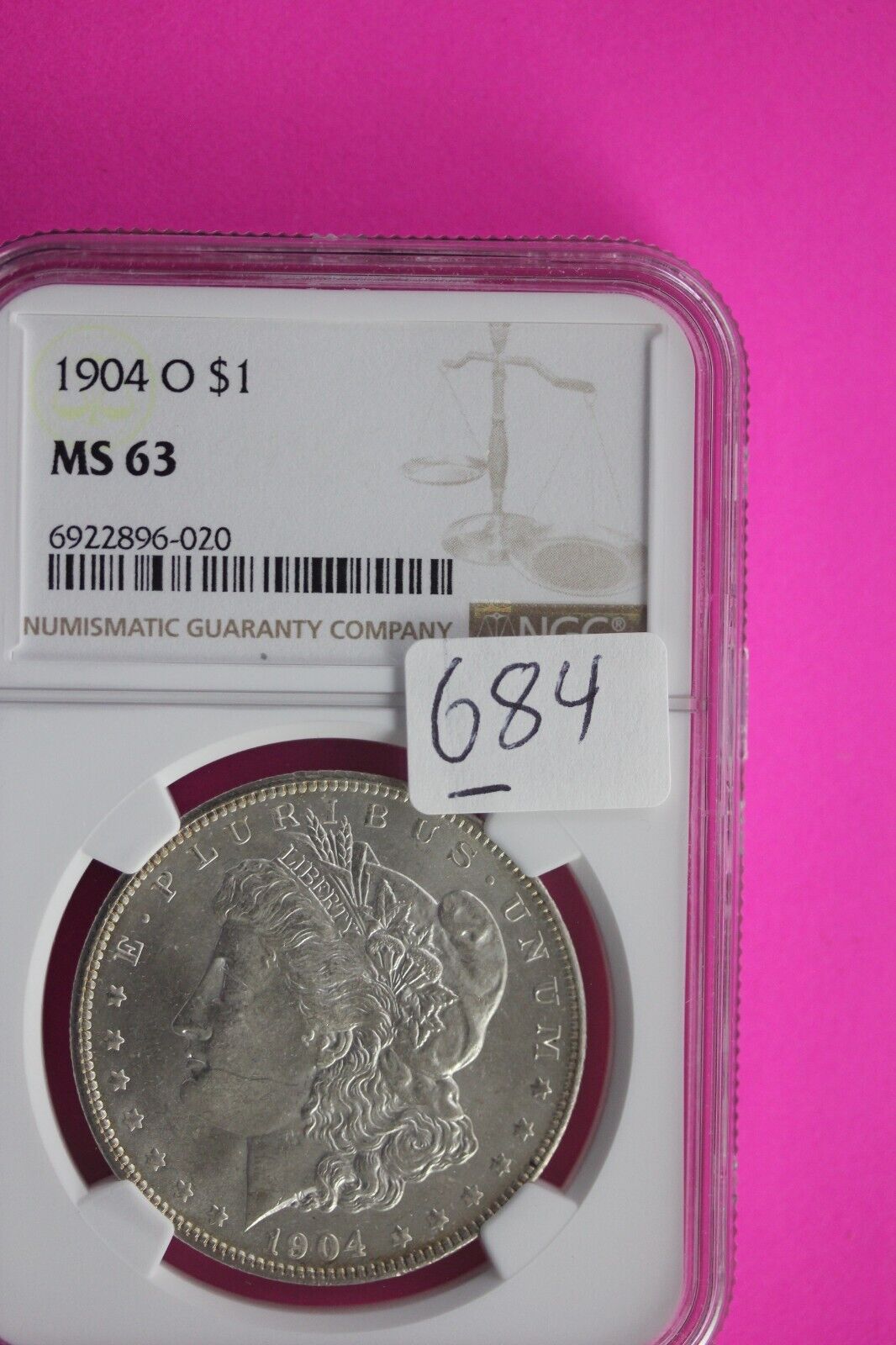 1904 O MS 63 Liberty Morgan Silver Dollar NGC Certified Slab Free Shipping 684