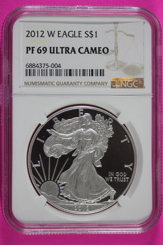 2012 W PF 69 Silver American Eagle Deep Cameo Authentic Proof Coin NGC Slab 979