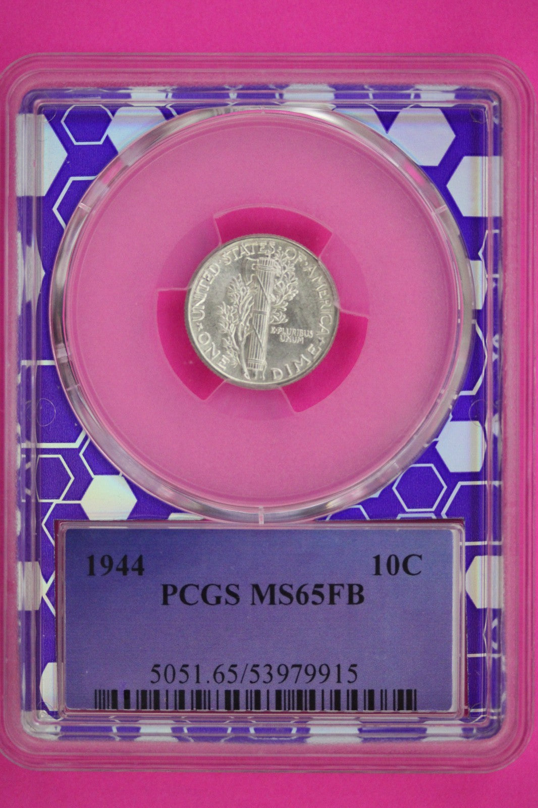 1944 P MS 65 FB Mercury Liberty Dime PCGS Purple BERT Trader Bea Label Slab 916