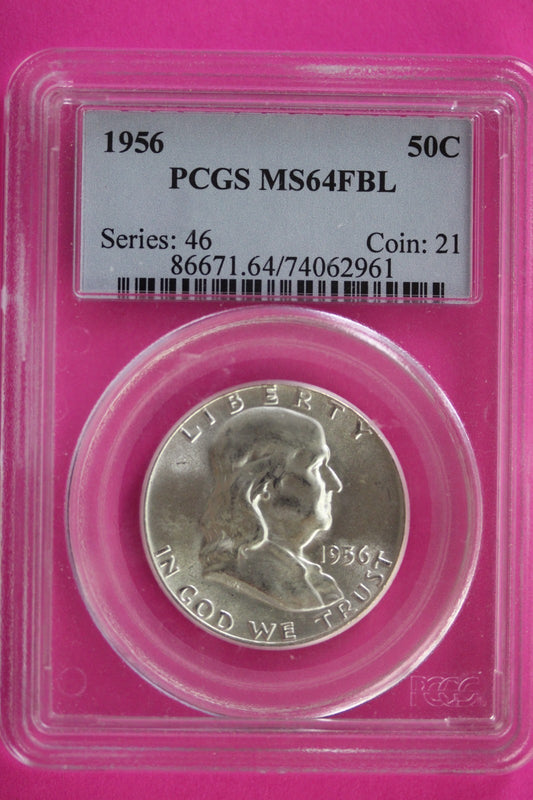 Full Bell Lines 1956 P MS 64 FBL Ben Franklin Half Dollar Silver Coin PCGS 362