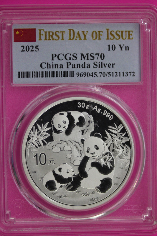 2025 MS 70 China Panda 1 OZ Silver Coin PCGS Certified Graded Authentic Slab 103