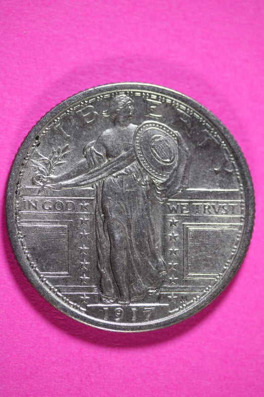 High Grade Full Head 1917 P Type 1 Standing Liberty Silver Quarter Genuine 2502
