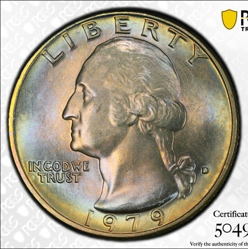 Toned 1979 D MS 66 Washington Quarter PCGS Graded Certified Authentic Slab 84
