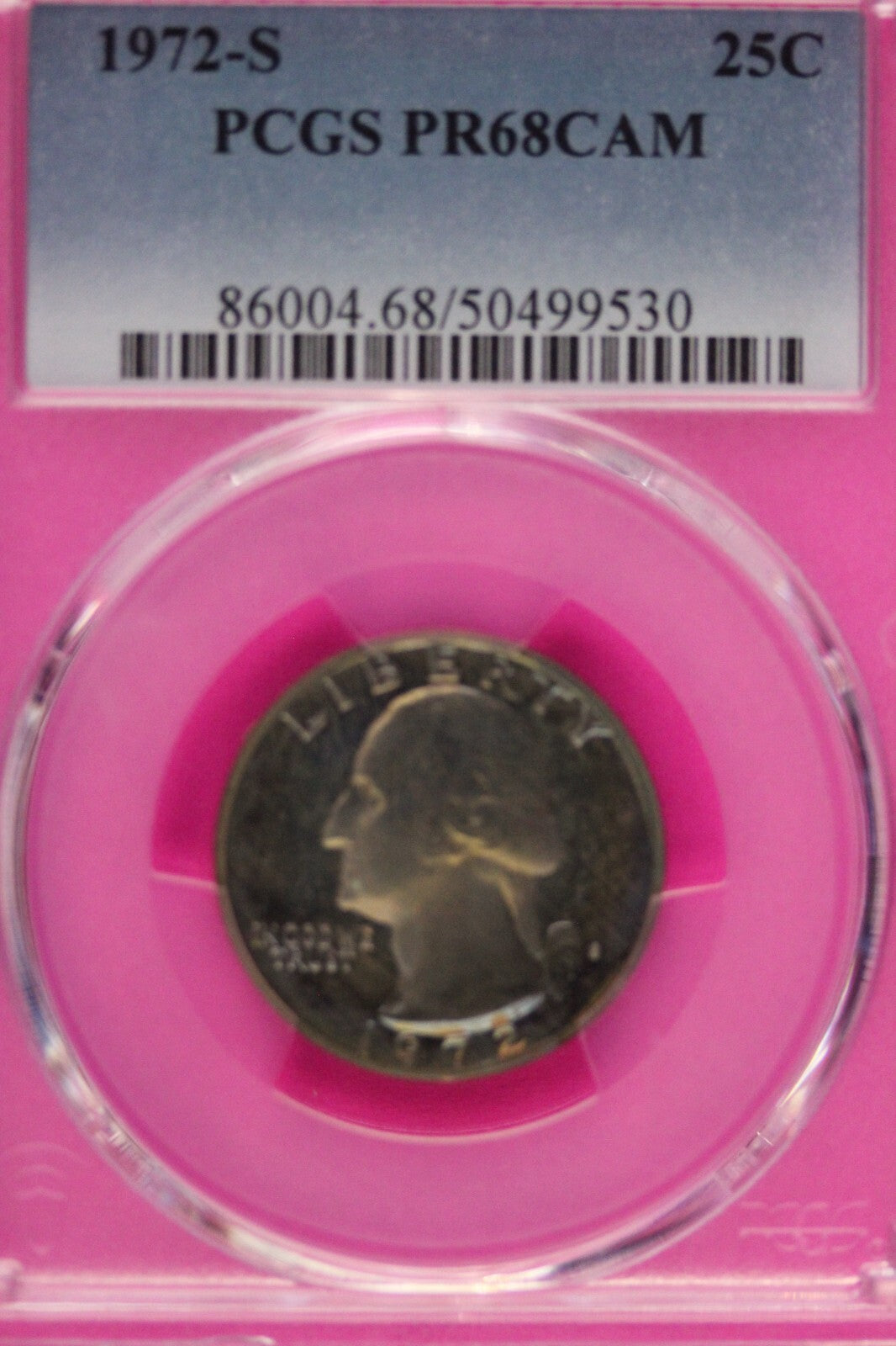 Toned 1972 S PR 68 CAM Washington Quarter PCGS Graded Certified Authentic 83