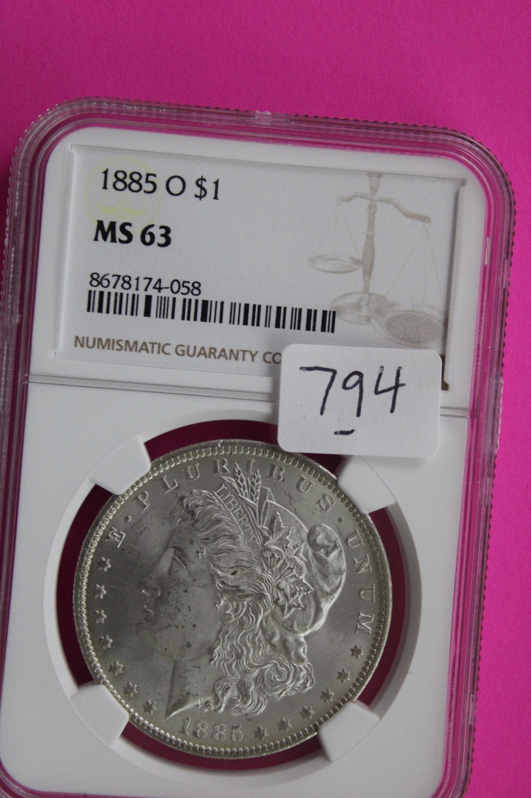 1885 O MS 63 Liberty Morgan Silver Dollar NGC Certified Graded Authentic 794