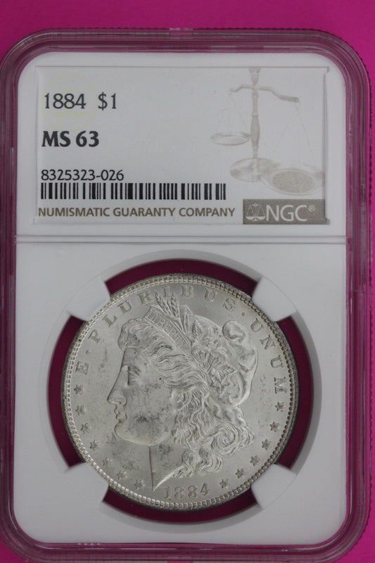 1884 P MS 63 Liberty Morgan Silver Dollar NGC Certified Graded Authentic 1096