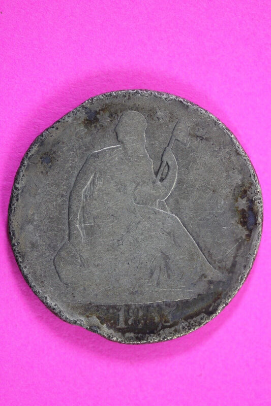 1857 P Seated Liberty Half Dollar Silver Semi Key Date Exact Coin In Pics 11