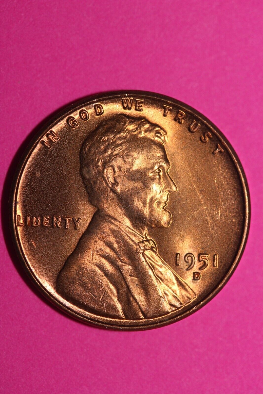 Gem Brilliant Uncirculated 1951 D Wheat Cent Lincoln Same Red Coin In Pics TOM06