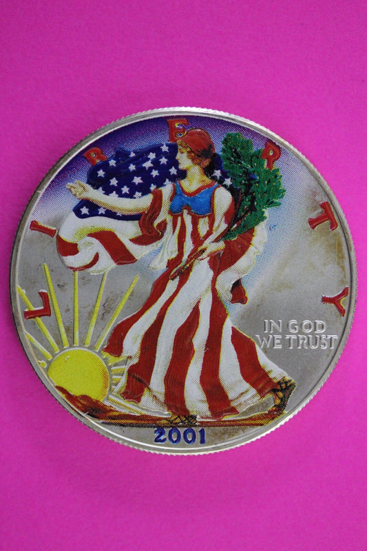 Colorized 2001 American Silver Eagle 1 Ounce .999 Fine Exact Coin Shown N0507