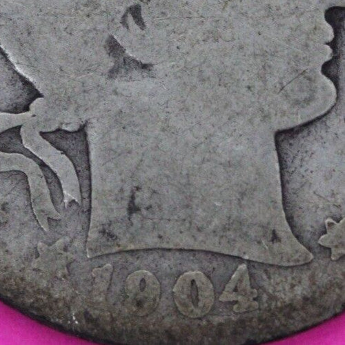 1904 O Barber Liberty Silver Quarter Scarce Semi Key Date New Orleans Mint 86