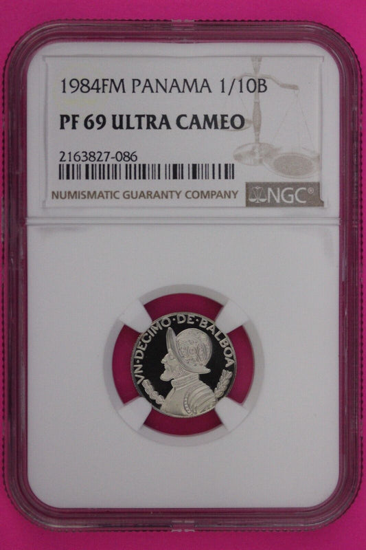 1984 Panama PF 69 Ultra Cameo Proof 1/10 Balboa NGC Certified Graded Slab 859