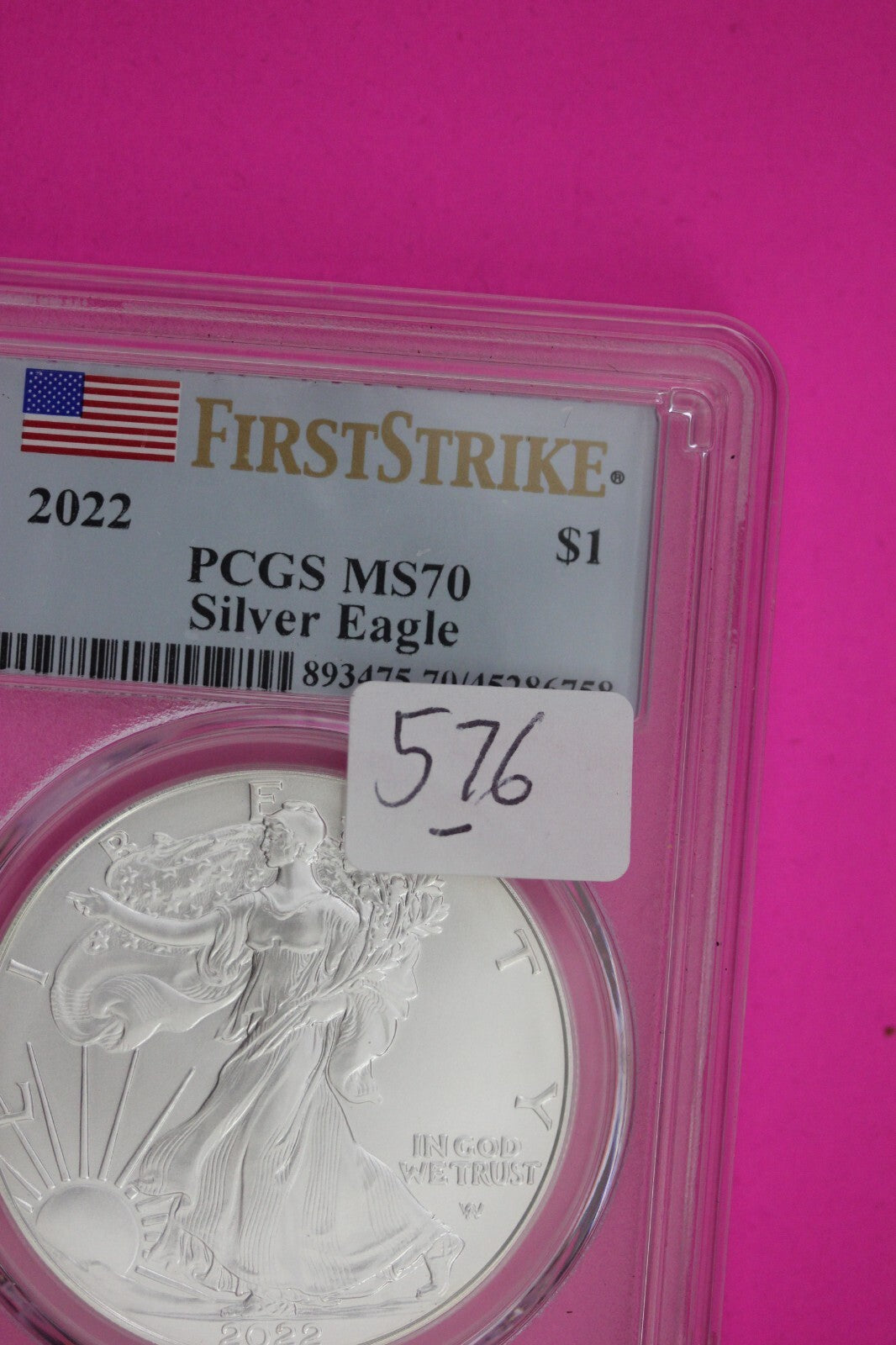 2022 MS 70 Silver Eagle Coin 1 OZ .999 PCGS Certified Graded Authentic Coin 576