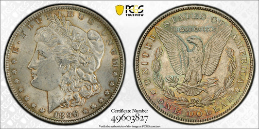 Toned 1896 P MS 63 Morgan Liberty Silver Dollar PCGS Certified Slab 26