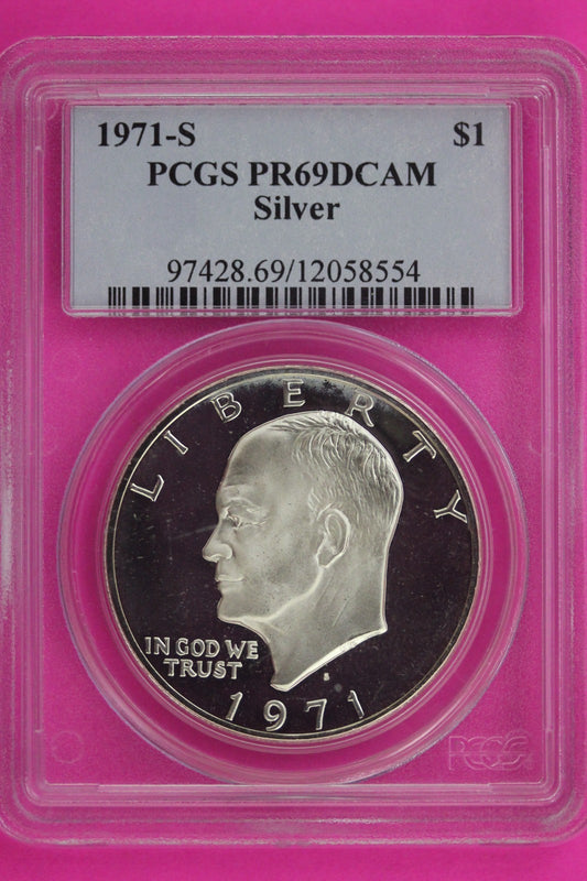 1971 S PR 69 DCAM Silver Ike Eisenhower Dollar PCGS Certified Authentic Slab 993
