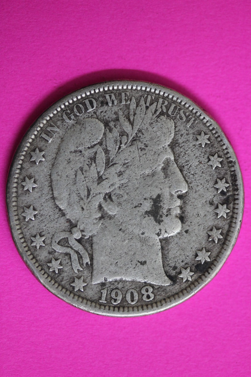 1908 O Barber Liberty Half Dollar Silver Semi Key Date Coin New Orleans Mint 47