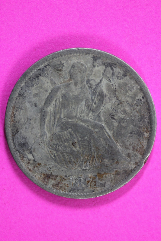 1871 P Seated Liberty Half Dollar Silver Semi Key Date Exact Coin In Pics 26