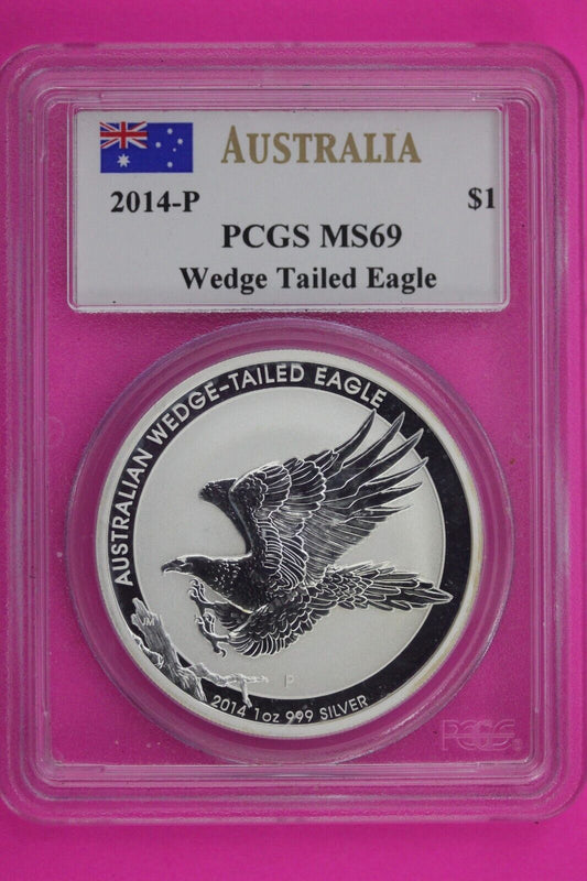 2014 P MS 69 Australia Wedge Tailed Eagle John Mercanti Signature $1 PCGS 583
