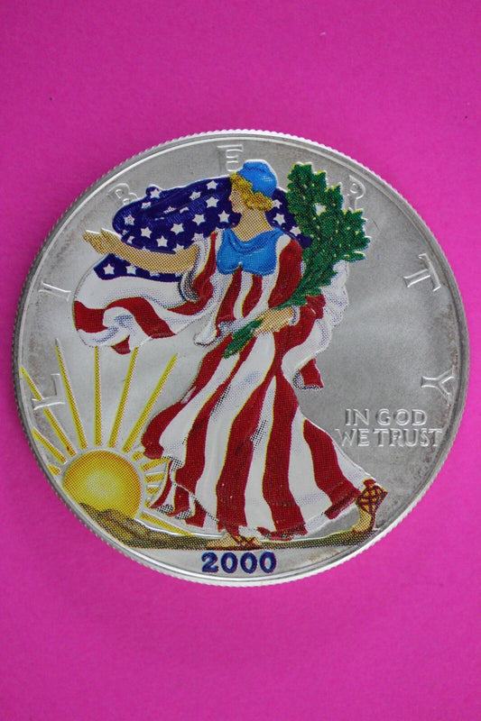 Colorized 2000 American Silver Eagle 1 Ounce .999 Fine Exact Coin Shown N0523