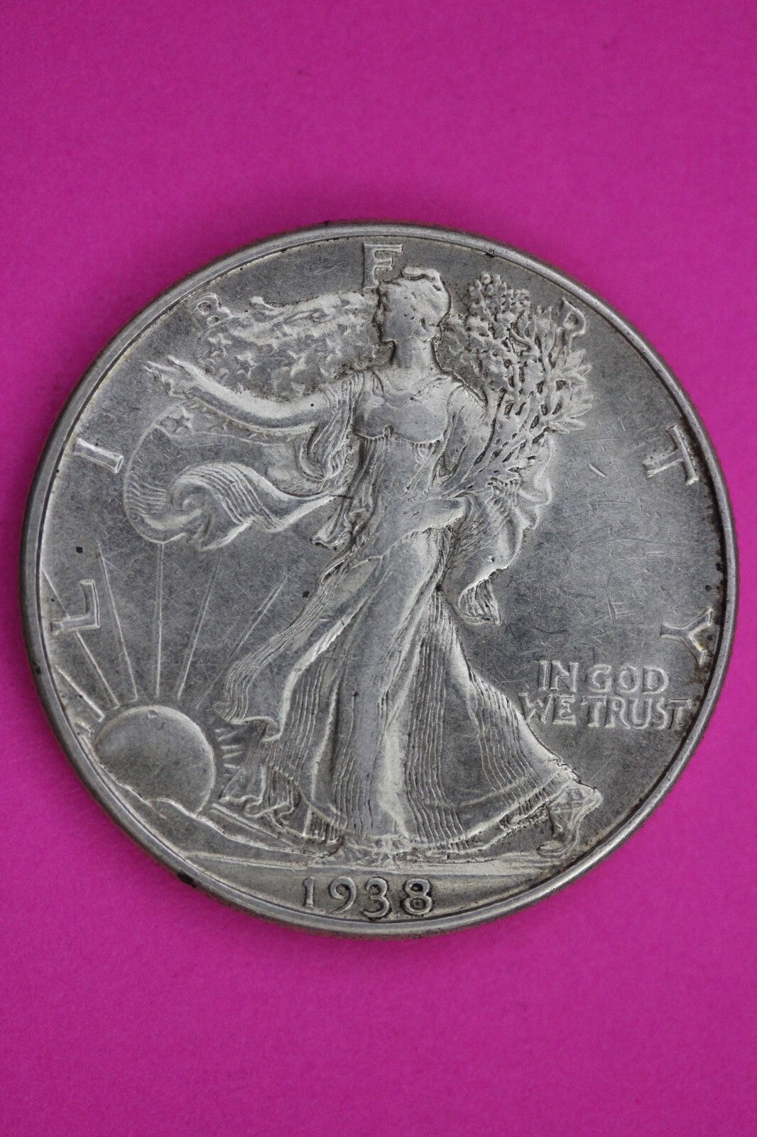 1938 D Walking Liberty Silver Half Dollar Guaranteed Authentic Genuine Coin 1124