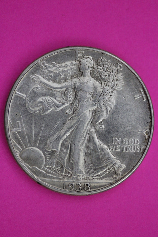 1938 D Walking Liberty Silver Half Dollar Guaranteed Authentic Genuine Coin 1124