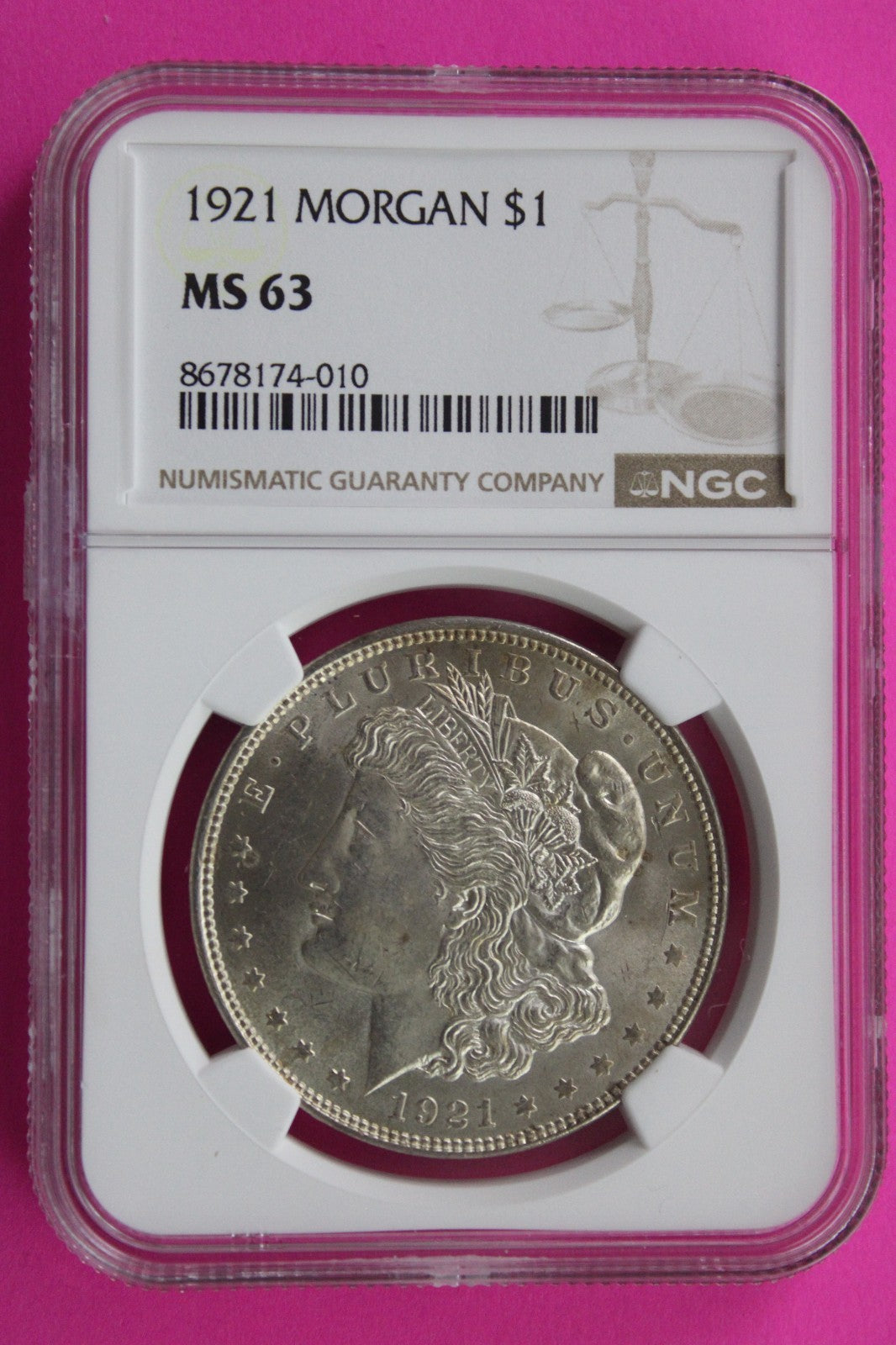 1921 P MS 63 Liberty Morgan Silver Dollar NGC Certified Graded Authentic 883